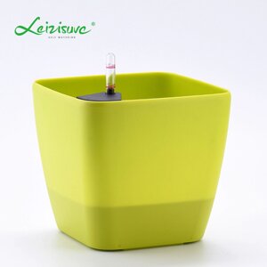 Кашпо для цветов с автополивом Leizisure HG-3109, 17,5x17,5x15 см, зеленый