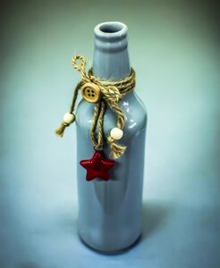 Бутылка декоративная (керамика, серая),5х19,5см