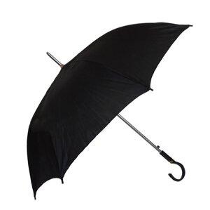 Полуавтоматический зонт-трость с деревянной ручкой, чёрный