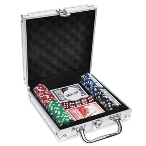 Набор для покера POKER GAME SET, 100 фишек в кейсе