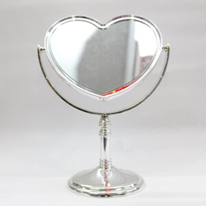 Косметическое зеркало, двухстороннее, сердечко, 24 см