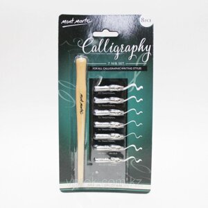 Перья для пишущих ручек каллиграфические, набор 7 шт+ручка