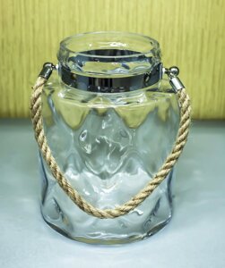 Декоративная банка -сувенир, подвесная (прозрачное стекло),25см