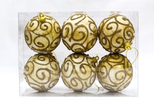 Дизайнерское новогоднее украшение, шары, "Узоры", D 7 см