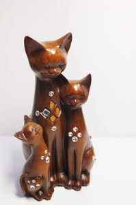 Статуэтка "Кошка с котятами", 24х14 (коричневый)