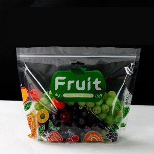 Пакет дой-пак прозрачный для хранения свежих фруктов 210x260 мм, zip-замок