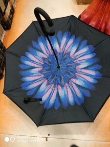 Зонт-наоборот, синяя ромашка