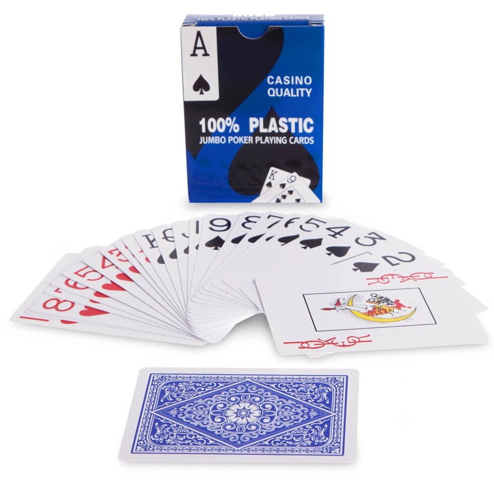 Покерные игральные карты 54 шт. Casino quality jumbo poker 8028, пластик 100% от компании Интернет-магазин VPROK_kz - фото 1