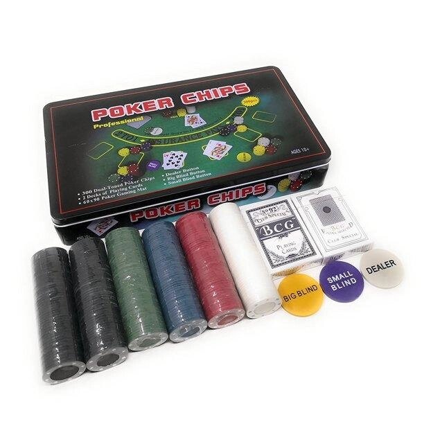 Покерный набор Professional Poker Chips на 300 фишек с номиналом в мет. коробке от компании Интернет-магазин VPROK_kz - фото 1