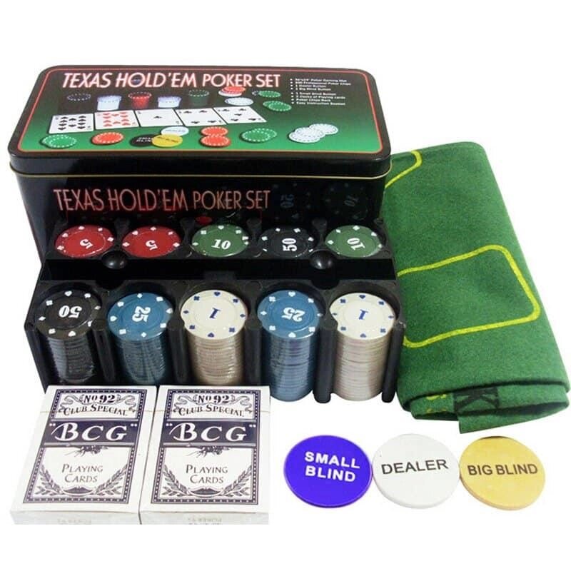 Покерный набор Texas Holdem на 200 фишек с номиналом в мет. коробке от компании Интернет-магазин VPROK_kz - фото 1