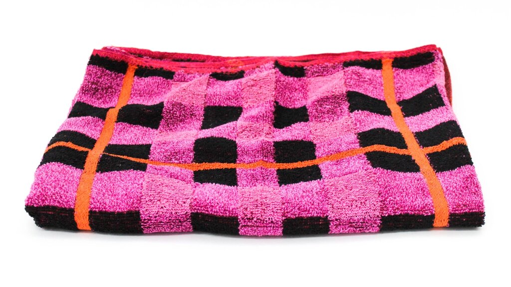 Полотенце банное, махровое, черно-розовое, 100*49 см от компании Интернет-магазин VPROK_kz - фото 1
