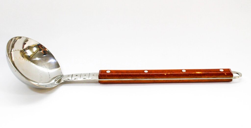 Половник нерж. сталь с деревянной ручкой, 36 см от компании Интернет-магазин VPROK_kz - фото 1