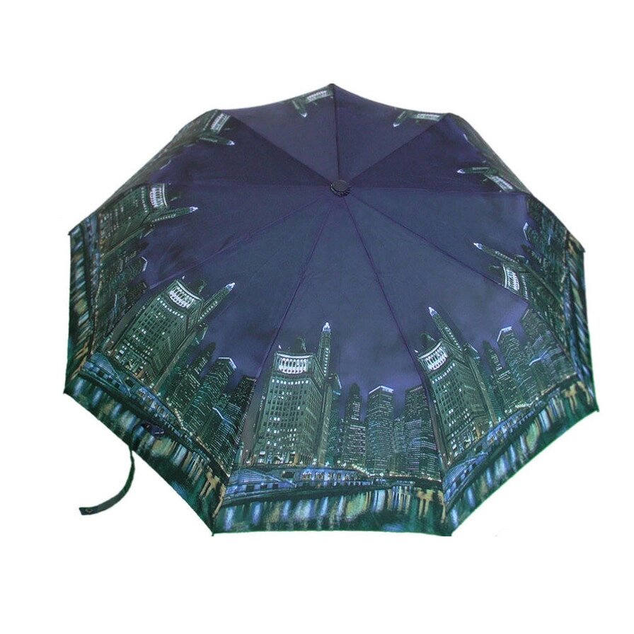 Полуавтоматический складной женский зонт Monsoon "Ночной город" от компании Интернет-магазин VPROK_kz - фото 1