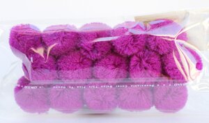 Помпоны декоративные из акриловой пряжи, 1.5 см, фиолетовые