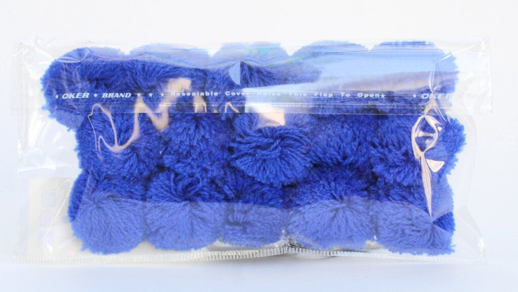 Помпоны декоративные из акриловой пряжи, 1.5 см, синие от компании Интернет-магазин VPROK_kz - фото 1