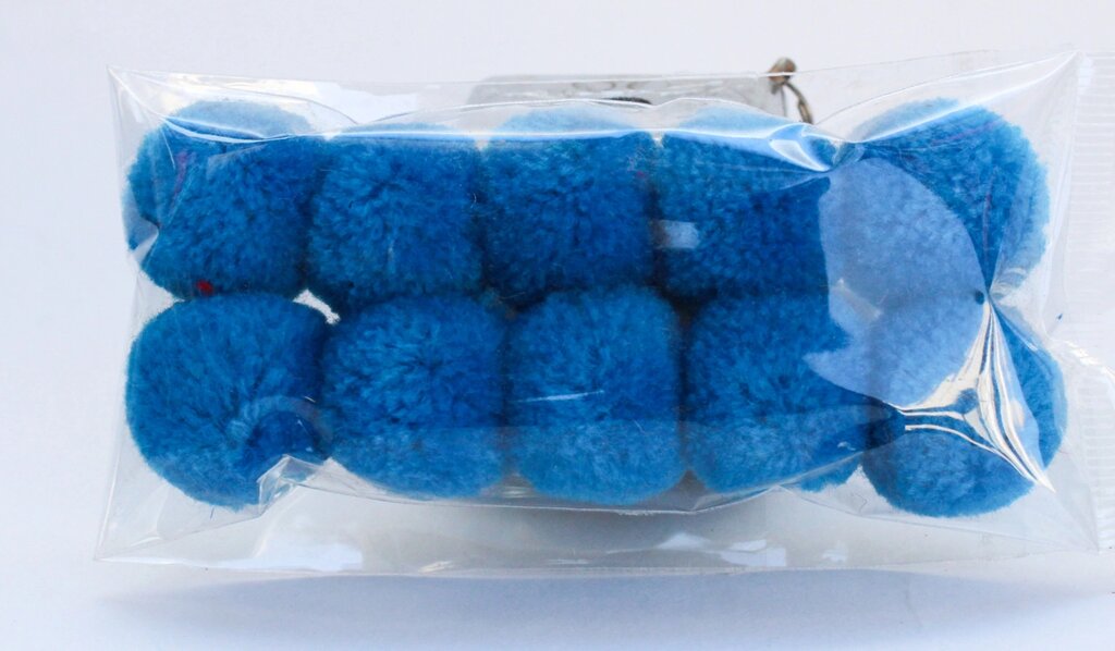 Помпоны декоративные из акриловой пряжи, 2 см, голубые от компании Интернет-магазин VPROK_kz - фото 1