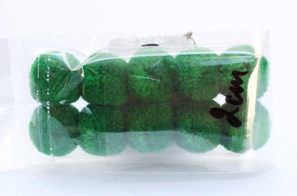 Помпоны декоративные из акриловой пряжи, 2 см, зеленые от компании Интернет-магазин VPROK_kz - фото 1