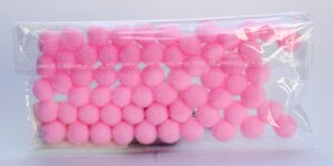 Помпоны декоративные из синтетики, 1 см, 60 шт., розовые
