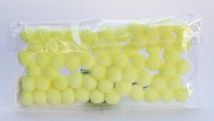 Помпоны декоративные из синтетики, 1 см, 60 шт., желтые