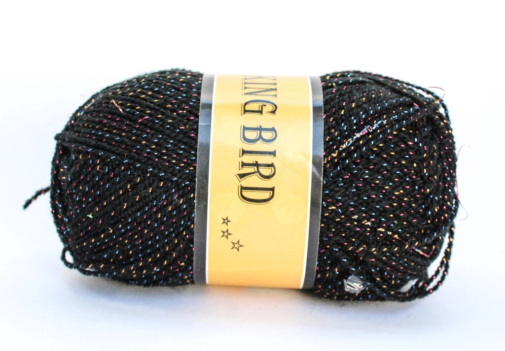 Пряжа акриловая, KING BIRD, 100 гр., черная от компании Интернет-магазин VPROK_kz - фото 1