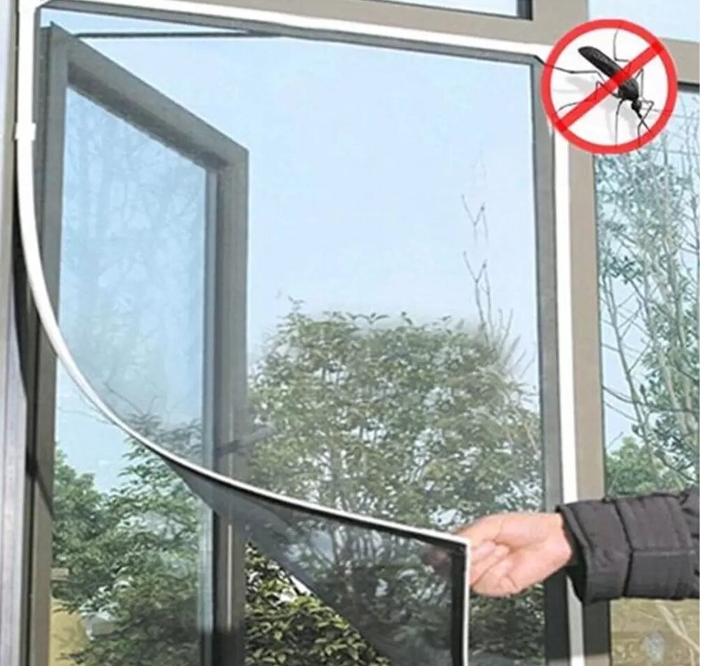 Сетка от комаров, мух с крепежной лентой на окна, 130x150 см от компании Интернет-магазин VPROK_kz - фото 1