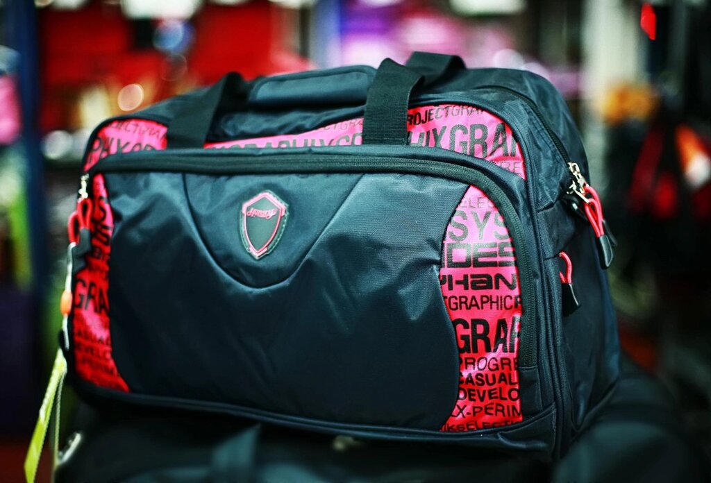 Спортивная дорожная сумка "Handry3876" (черно-красная) от компании Интернет-магазин VPROK_kz - фото 1