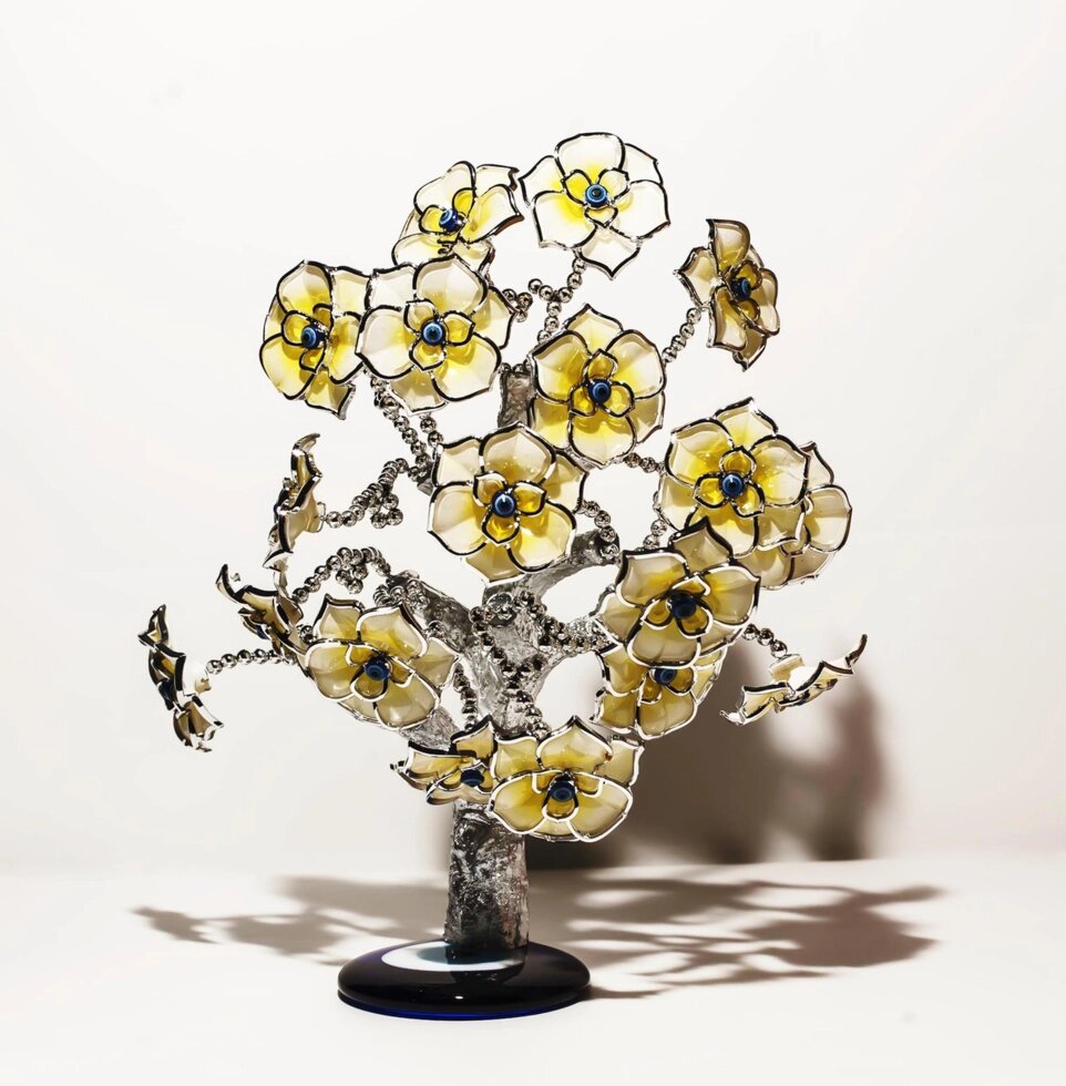 Статуэтка "Дерево от сглаза, оберег", 25*30 см, серебристый ствол, желтые цветы от компании Интернет-магазин VPROK_kz - фото 1