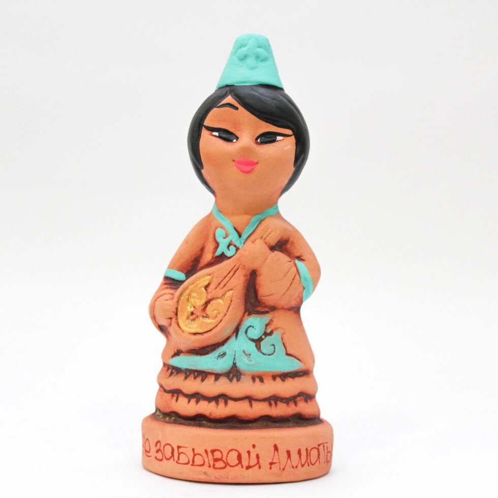 Статуэтка глиняная "Девушка Инкар с домброй", 13 см от компании Интернет-магазин VPROK_kz - фото 1