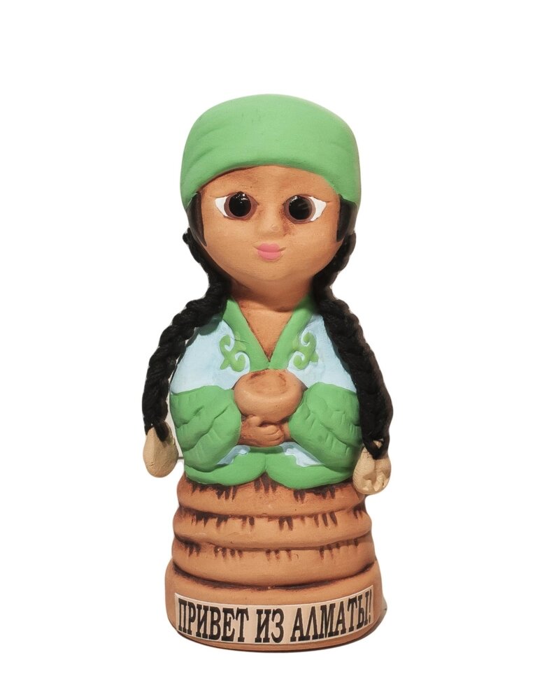 Статуэтка глиняная - Девушка с надписью "Привет из Алматы", 13 см от компании Интернет-магазин VPROK_kz - фото 1