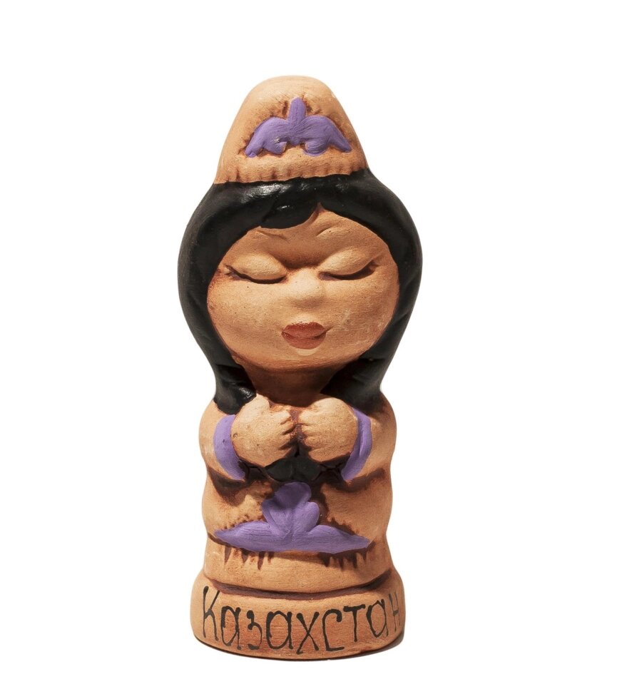Статуэтка глиняная - Келинка с надписью "Казахстан", 9 см от компании Интернет-магазин VPROK_kz - фото 1