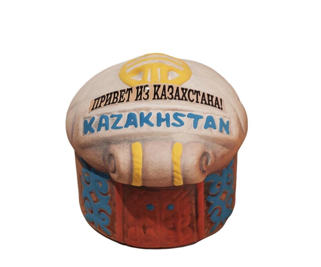 Статуэтка глиняная - Юрта с надписью "Привет из Казахстана", 5 см от компании Интернет-магазин VPROK_kz - фото 1