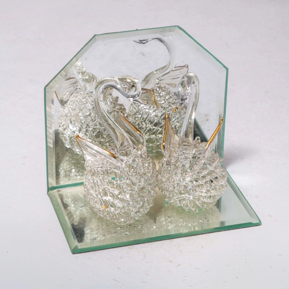 Статуэтка из стекла "Хрустальные лебеди" (10см/10см) от компании Интернет-магазин VPROK_kz - фото 1