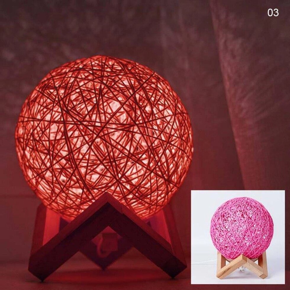 Светильник настольный - плетеный шар, красный от компании Интернет-магазин VPROK_kz - фото 1