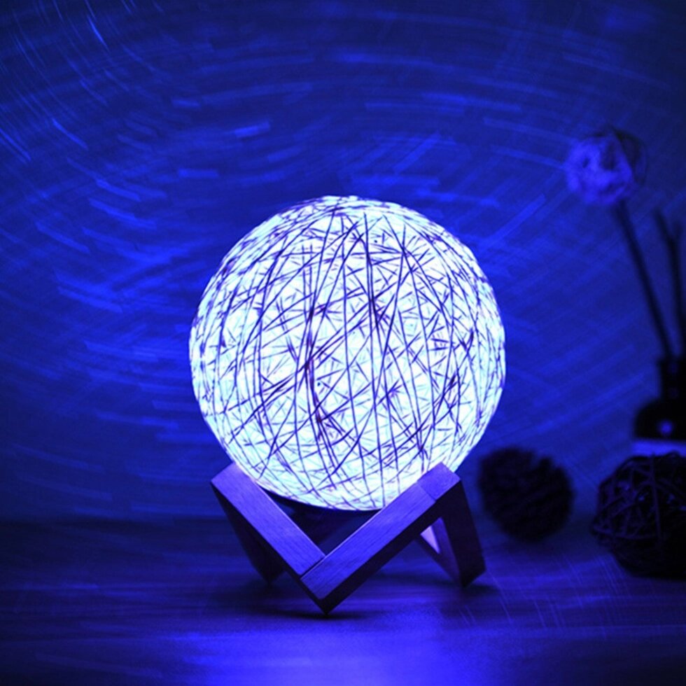 Светильник настольный - плетеный шар, синий от компании Интернет-магазин VPROK_kz - фото 1