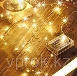 Светодиодная нить - гирлянда на батарейках теплый свет, 3 м от компании Интернет-магазин VPROK_kz - фото 1