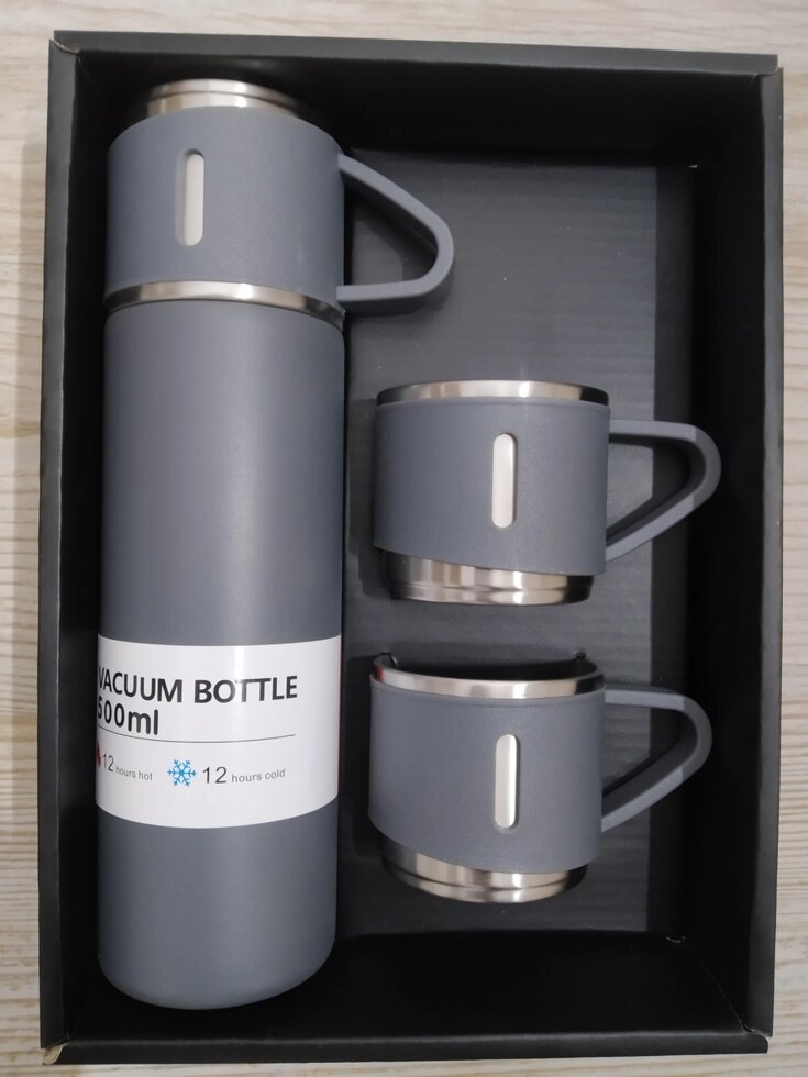 Термос для горячих и холодных напитков в наборе с 3-мя чашками, 500 мл от компании Интернет-магазин VPROK_kz - фото 1