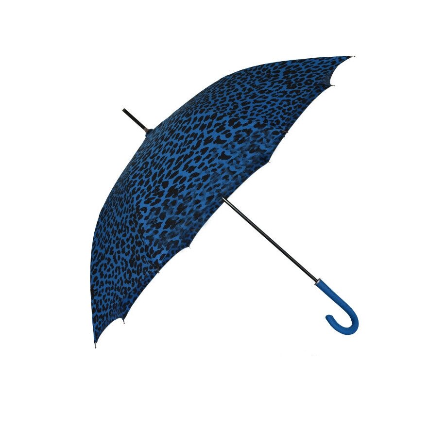 Женский зонт-трость c принтом "леопард", синий, полуавтомат от компании Интернет-магазин VPROK_kz - фото 1