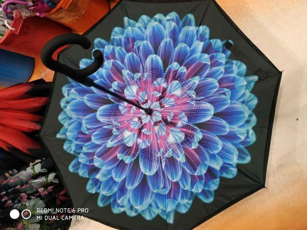 Зонт-наоборот, голубая хризантема от компании Интернет-магазин VPROK_kz - фото 1