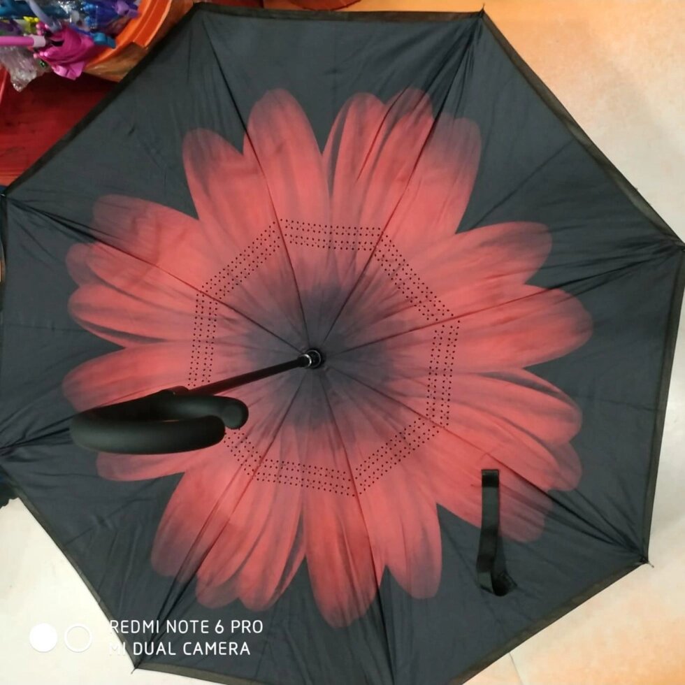 Зонт-наоборот, красный цветок от компании Интернет-магазин VPROK_kz - фото 1