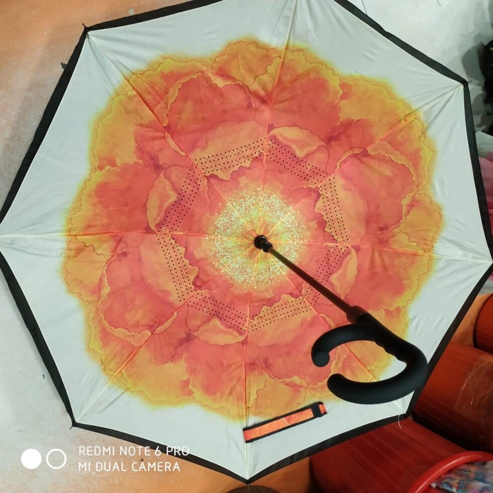 Зонт-наоборот, оранжевый пион от компании Интернет-магазин VPROK_kz - фото 1
