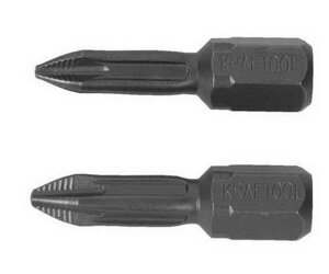 Биты KRAFTOOL "ЕХPERT" торсионные кованые, обточенные, Cr-Mo сталь, тип хвостовика C 1/4", PZ1, 25мм, 2шт