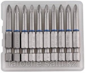 Биты ЗУБР "ЭКСПЕРТ" торсионные, обточенные, хромомолибденовая сталь, тип хвостовика E 1/4", PH1, 50мм, 10шт