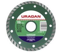 Круг отрезной алмазный URAGAN "ТУРБО+", эвольвентный, для УШМ, 115х22,2мм от компании "LaROCHE Construction Services" строительная компания - фото 1