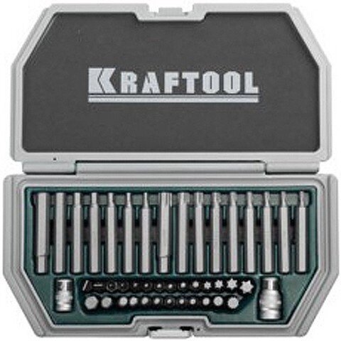 Набор KRAFTOOL "INDUSTRY" Биты усиленные для высоких нагрузок, с двумя адаптерами, 44 предмета от компании "LaROCHE Construction Services" строительная компания - фото 1