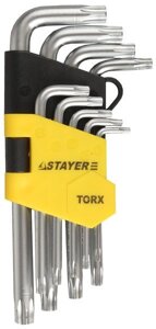 Набор STAYER Ключи "MASTER" имбусовые короткие, Cr-V, T2-T10 мм, 9 предметов