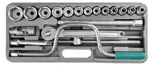 Набор торцовых головок НИЗ "Шоферский инструмент №4", 1/2", сталь 40Х, в пластиковом кейсе, 26 предметов