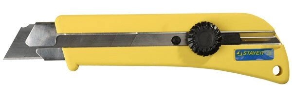 Нож STAYER "PROFI" с выдвижным сегментированным лезвием, 25мм от компании "LaROCHE Construction Services" строительная компания - фото 1