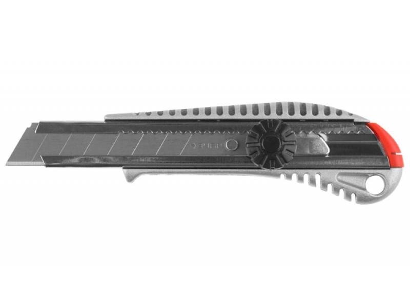 Нож ЗУБР "МАСТЕР" металлический, самофиксирующееся лезвие, 18мм от компании "LaROCHE Construction Services" строительная компания - фото 1