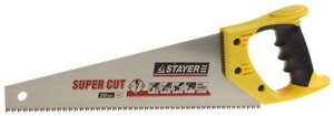Ножовка STAYER "SUPER CUT" по дереву, 2-комп. пластиковая ручка, 3D-заточка, закаленный зуб, 7 TPI, 400мм