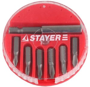 Набор STAYER Биты "MASTER" с магнитным адаптером в круглом мини-боксе, PH1 (2шт), PH2 (3шт), PH3 (1шт), 7 пред
